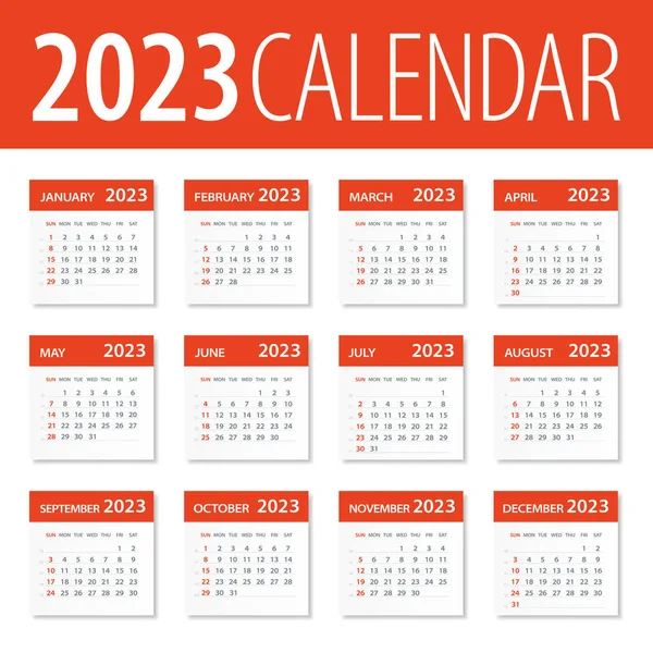 2023 Calendar Leaves Set Illustration Vector — ストックベクタ