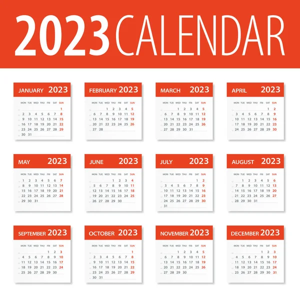 2023 Calendar Leaves Set Illustration Vector — ストックベクタ