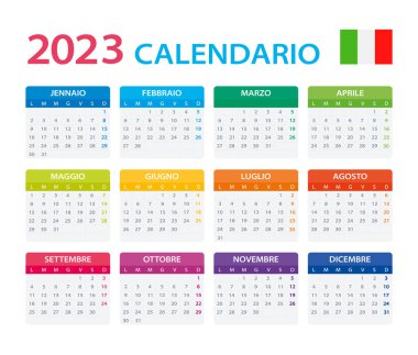 Vector template of color 2023 calendar - version Italy