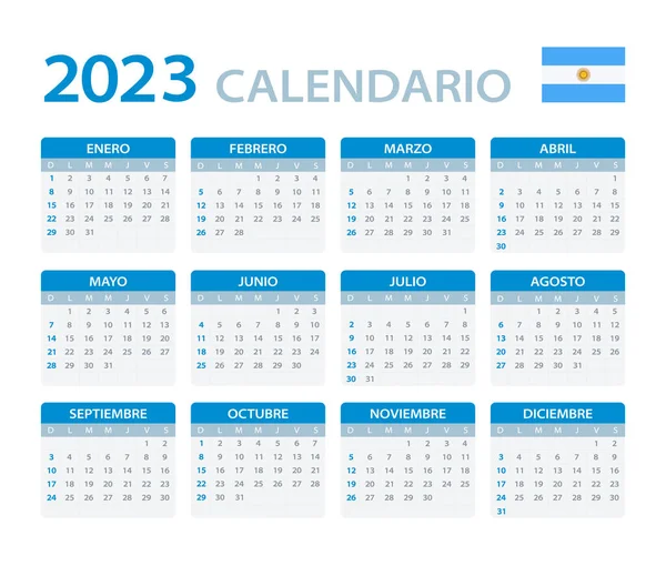 20223 Calendar Vector Template Graphic Illustration Argentinian Version Translation Calendar — Stock Vector