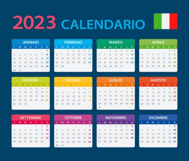 Vector template of color 2023 calendar - Italian version