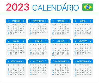 2023 takvimi - Brezilya versiyonu - Vektör Şablonu