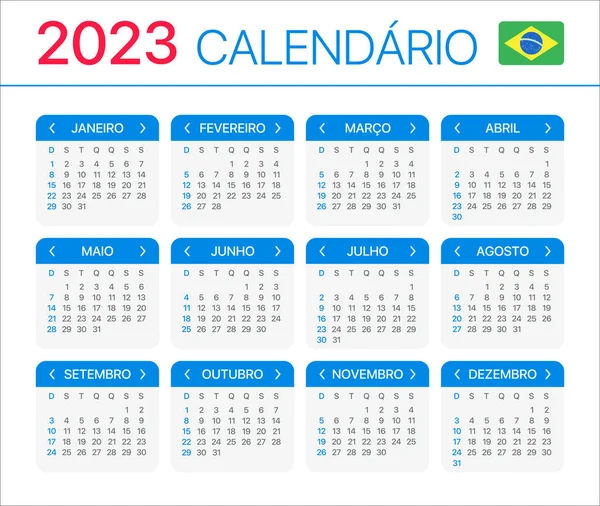 2023 takvimi - Brezilya versiyonu - Vektör Şablonu