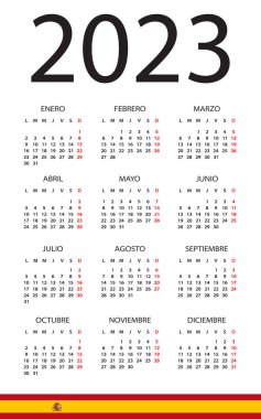 Calendar 2023 year - vector illustration. Spanish version