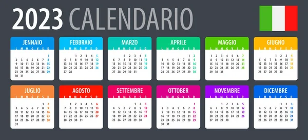 Vector Template Color 2023 Calendar Italian Version Illustration — стоковий вектор