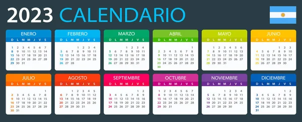 Vector Template Color 2023 Calendar Argentinian Version Illustration — Stock Vector