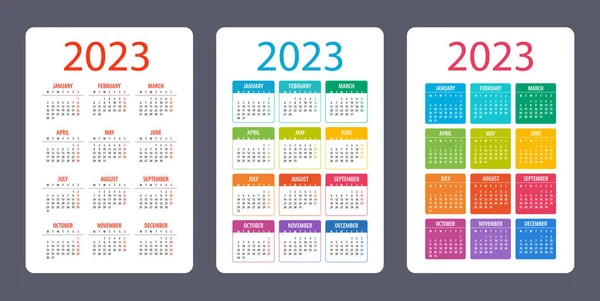 Calendar Set 2023 Year Vector Illustration Week Starts Monday Template — Stockvector