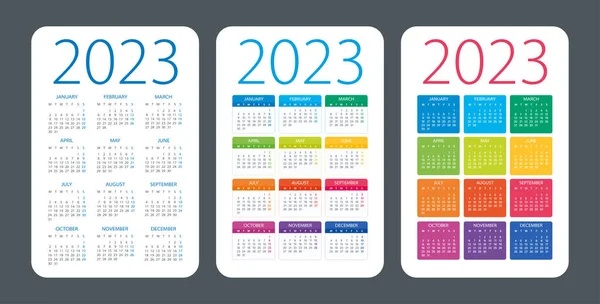 Calendar 2023 Year Vector Illustration Week Starts Monday Template — Stockvector
