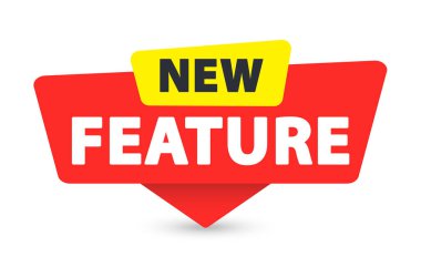 New Feature - Banner, Speech Bubble, Label, Sticker Ribbon Template Vector Illustration