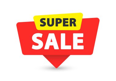 Super Sale - Banner, Speech Bubble, Label, Sticker Ribbon Template Vector Illustration