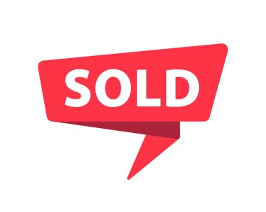 Sold - Banner, Speech Bubble, Label, Sticker Ribbon Template Vector Illustration