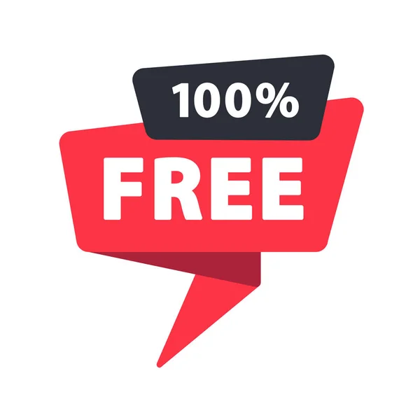 100 Percent Free Banner Speech Bubble Label Sticker Ribbon Template — Vector de stock