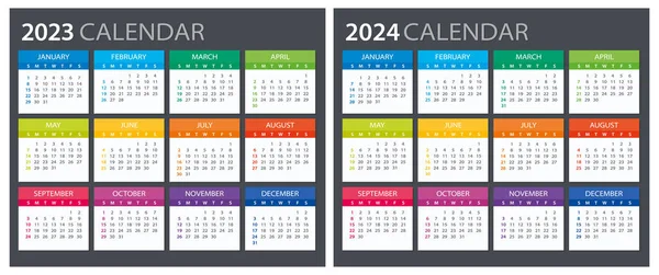 2023 2024 Calendar Illustration Template Mock — Stockvector