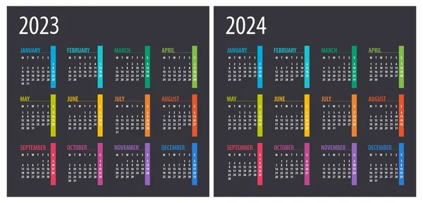 2023 2024 Calendar Illustration Template Mock — Wektor stockowy