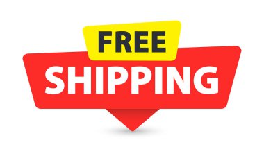 Free Shipping - Banner, Speech Bubble, Label, Sticker, Ribbon Template Vector Illustration