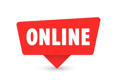 Online - Banner, Speech Bubble, Label, Sticker Ribbon Template Vector Illustration
