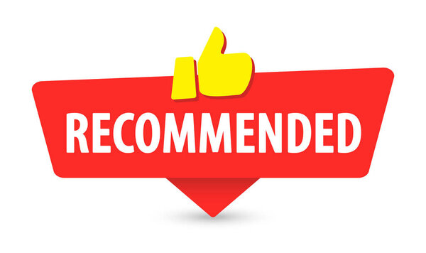 Recommended - Banner, Speech Bubble, Label, Sticker Ribbon Template Vector Illustration