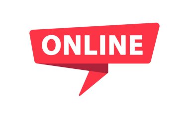 Online - Banner, Speech Bubble, Label, Sticker Ribbon Template Vector Illustration
