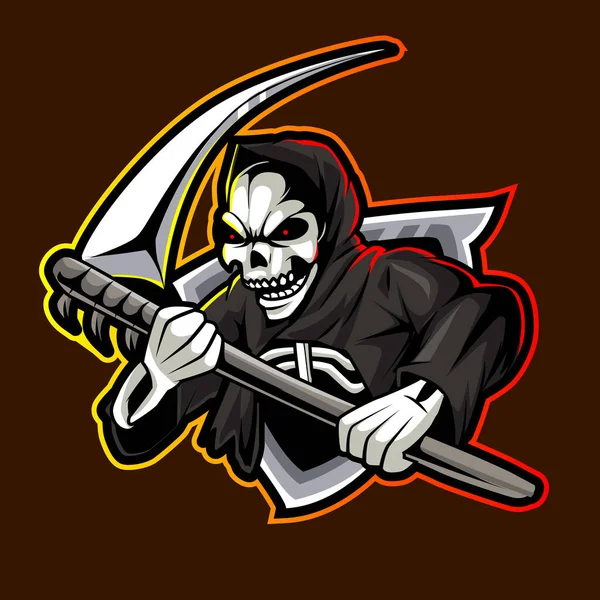 Skull Reaper Mascot Sport Logo Illustration — Vettoriale Stock