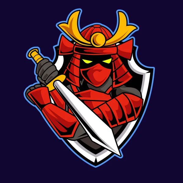 Samurai Mascot Sport Logo Illustration — Stockový vektor