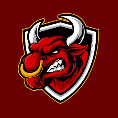 red bull angry mascot logo illustration