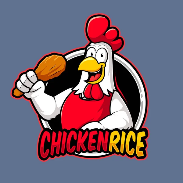 Κοτόπουλο Ρύζι Μασκότ Λογότυπο Εικονογράφηση — Διανυσματικό Αρχείο