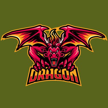 ejderha maskotu oyun logosu çizimi