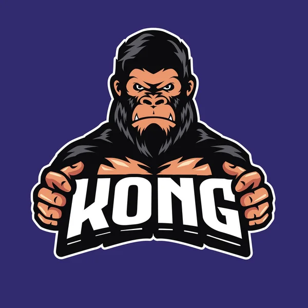 Gorilla Kopf Maskottchen Gaming Logo Illustration — Stockvektor