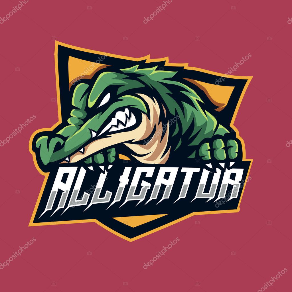 Alligator angry mascot gaming logo sport illustration