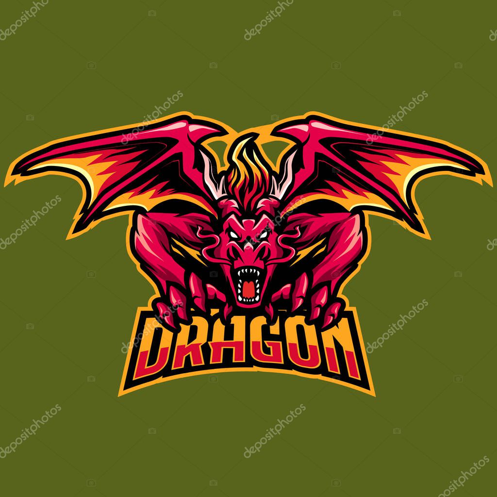 Dragon mascot gaming logo illustration
