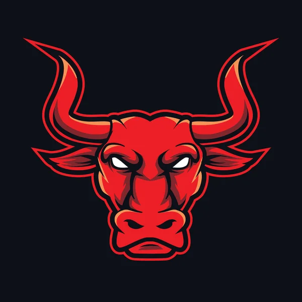 スポーツやスポーツのロゴのための赤い雄牛のスポーツ赤いマスコット — ストックベクタ
