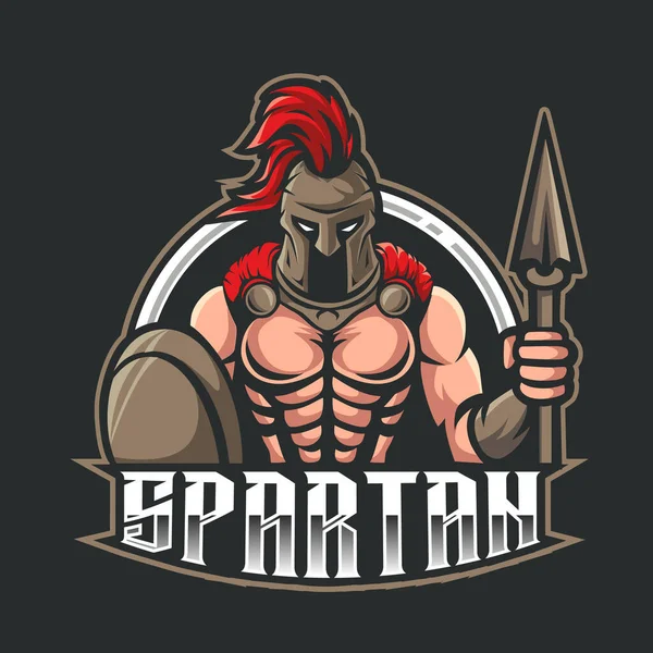 Spartanské Maskot Logo Herní Ilustrace — Stockový vektor