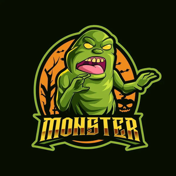 Monster Cartoon Maskottchen Logo Illustration — Stockvektor