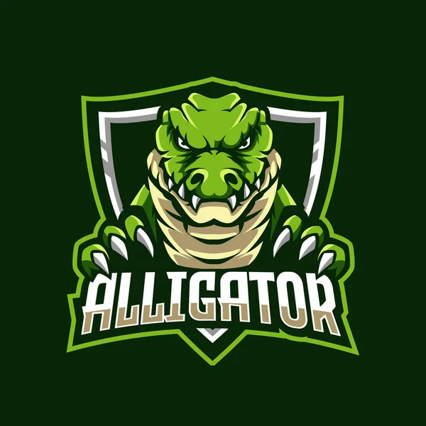 Alligator Wütend Maskottchen Gaming Logo Sport Illustration — Stockvektor