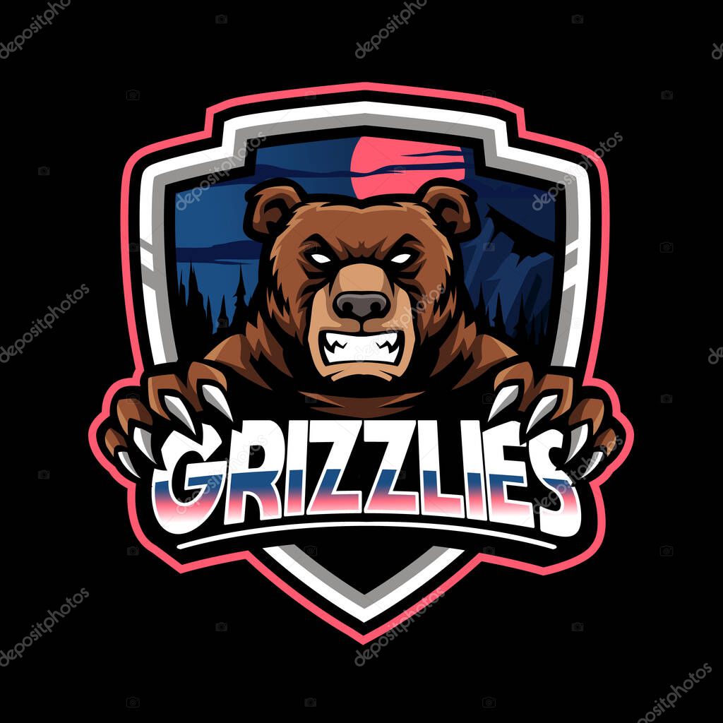 Grizzlies mascot gaming logo and background illustration