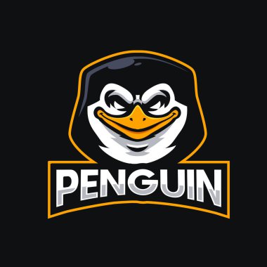 Baş penguen maskot logosu çizimi