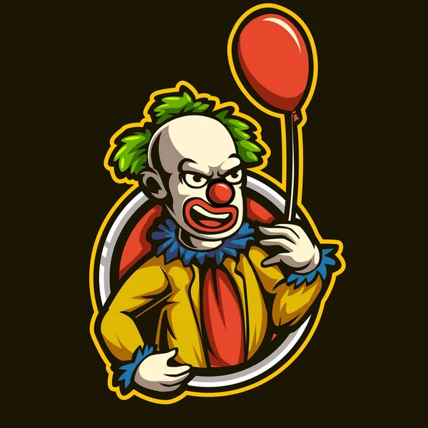 Clown Maskotka Logo Gry Ilustracja — Wektor stockowy