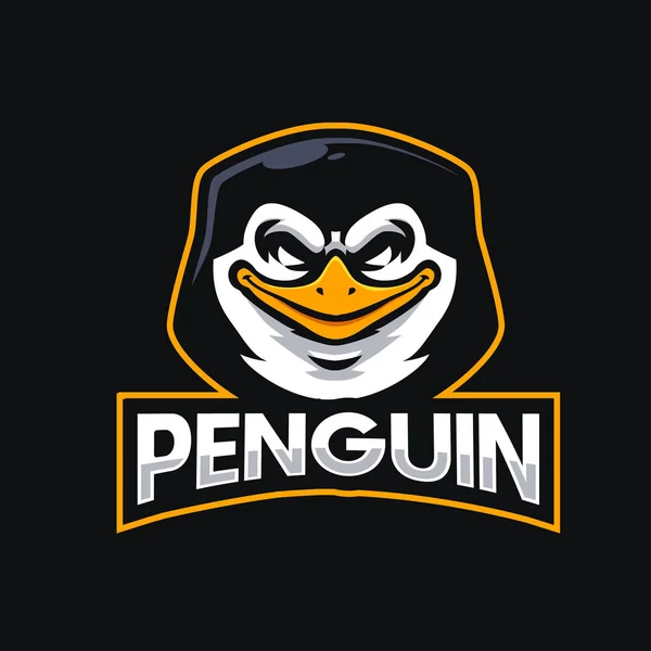 Kopf Pinguin Maskottchen Logo Gaming Illustration — Stockvektor