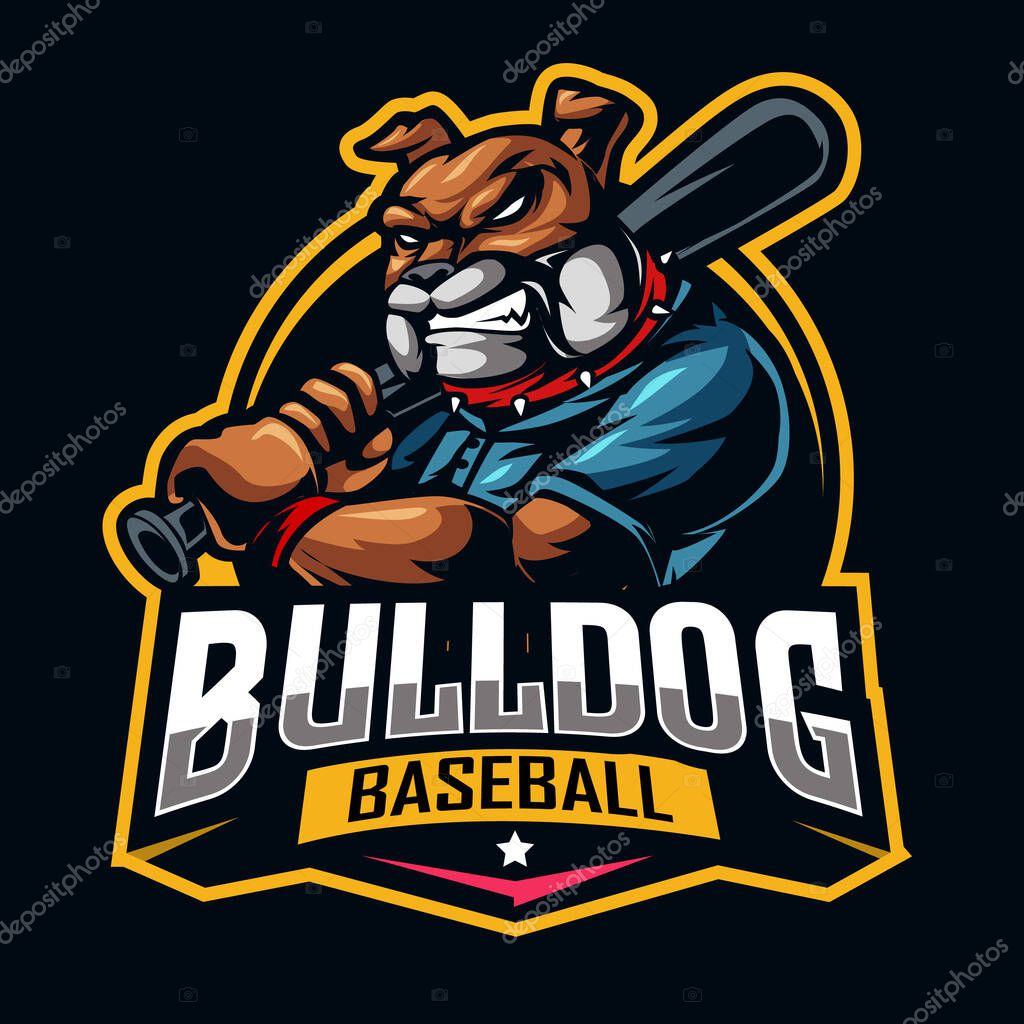 Bulldog baseball mascot logo gaming illustration