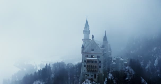 Castello di Hohenzollern, situato sulla cima di una collina ricoperta di abete rosso — Video Stock