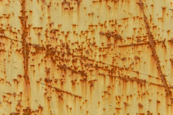 Gelbes Metall Rostig Gealterten Platte Hintergrundmuster — Stockfoto