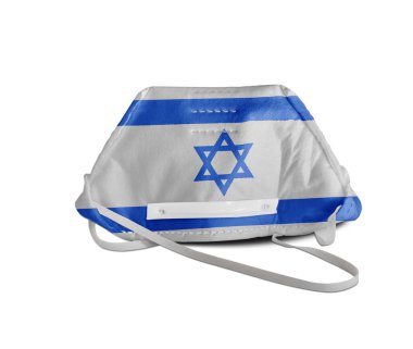 Corona virüsünden (COVIT-19) korunmak için İsrail bayrağı taşıyan beyaz kirlilik önleme maskesi
