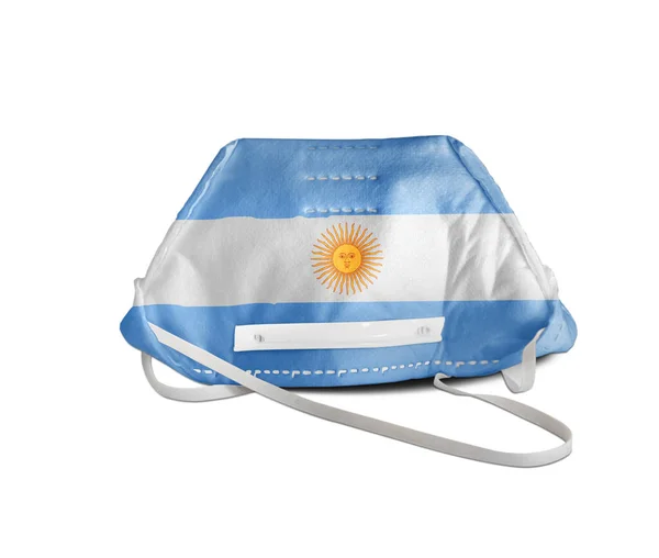Σημαία Αργεντινής Βαμμένη Λευκή Μάσκα Κατά Της Ρύπανσης Για Προστασία — Φωτογραφία Αρχείου
