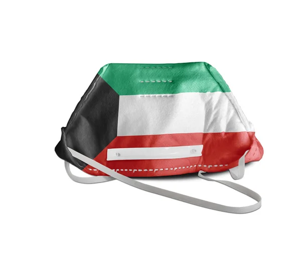 Bandera Kuwait Contra Contaminación Máscara Protección Médica —  Fotos de Stock