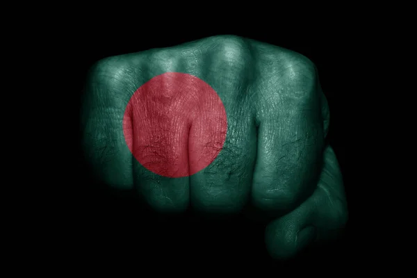 Σημαία Του Μπαγκλαντές Ζωγραφισμένη Ισχυρή Γροθιά Μαύρο Φόντο — Φωτογραφία Αρχείου