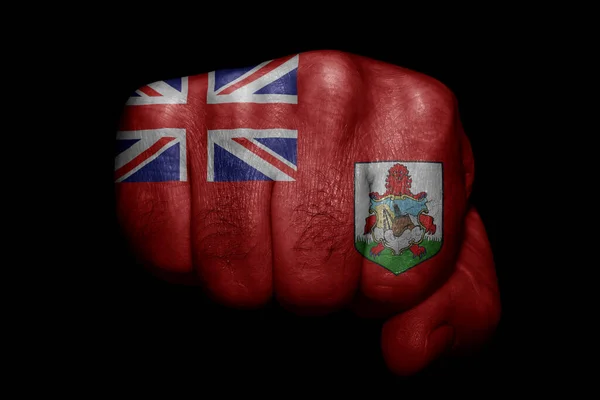 Zászló Bermuda Festett Erős Ököllel Fekete Háttér — Stock Fotó