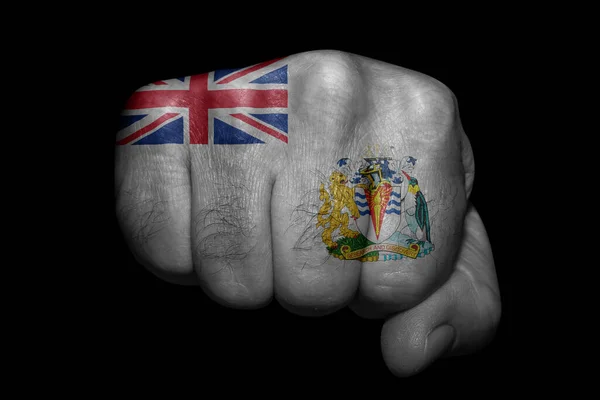 Flaga Brytyjskiego Terytorium Antarktycznego Namalowana Mocnej Pięści Czarnym Tle — Zdjęcie stockowe