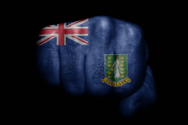 Flagga Brittiska Jungfruöarna Målade Stark Knytnäve Svart Bakgrund — Stockfoto