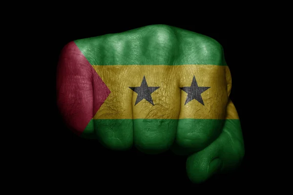 Flagge Von Sao Tome Und Principe Auf Starker Faust Auf — Stockfoto