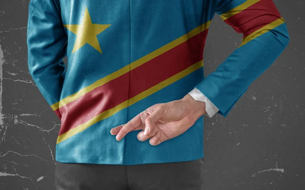 Chaqueta Hombre Negocios Con Bandera Del Congo Con Los Dedos —  Fotos de Stock
